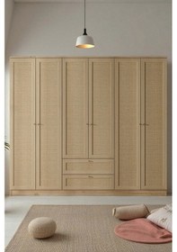 Resim Baru 6 Kapaklı 2 Çekmeceli Gardırop H:182 Cm Atlas Çam 