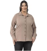 Resim Büyük Beden Reglan Kollu Vizon Gömlek Vizon 