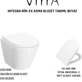 Resim VitrA Integra Rim-Ex Asma Klozet 7041L003-0090, Vitra Universal 2 Soft Klozet Kapağı 121-003-909 