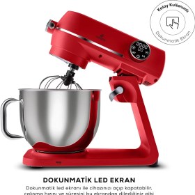 Resim Karaca Multichef Artisan Digital Ekran 7 Litre Döküm Stand Mikser Kırmızı 1800W 