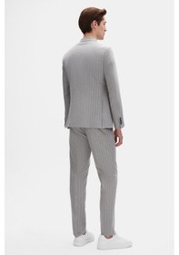 Resim D's Damat Regular Fit Gri Çizgili Kruvaze Takim Elbise 4hf05ort01588 Gri 