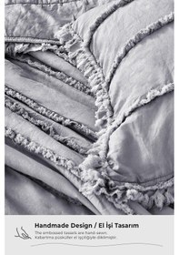 Resim Evlen Home Pamuklu Echos Yatak Örtüsü Takımı Günlük Tek Kişilik 2 Parça Dolgulu El İşi Gri 