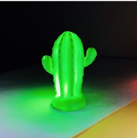 Resim Bucuks Pilli Silikon Led Işıklı Sevimli Kaktüs Gece Lambası Aydınlatması Renkli 