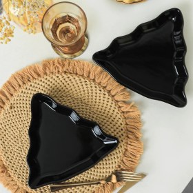 Resim Keramika Yılbaşı Siyah Çam Kayık Tabak 22 cm 2 Adet 650 