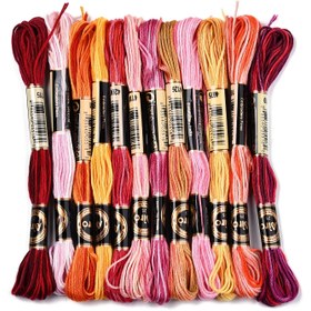 Resim Sonbahar Renk Serisi 6 Katmanlı Polyester Nakış İpliği, Karışık Renkler, Çapraz Dikiş İplikleri, 0.5~1mm, Paket Başına 8.75 Yard, 12 Paket Seti, Polyester Nakış İpliği, 0.02in~0.04in 