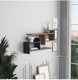 Resim Hisar Plus Duvar Rafı Antrasit Ceviz 