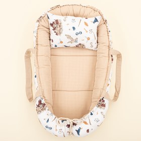 Resim Babynest ve Yastık- Çift Taraflı - Kumsal Beji Muslin - Harry 