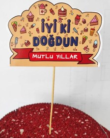Resim 30 Adet Dekoratif Karton Iyi Ki Doğdun Mutlu Yıllar Konuşma Kartı 20 Cm - Doğum Günü El Pankartı 