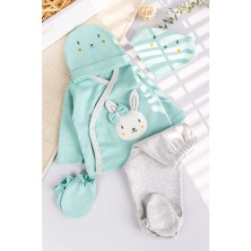 Resim Babymod Tavşan Figürlü 5 Parça Kız Bebek Hastane Çıkışı Bebek Takımı 