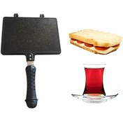 Resim qussine Tost Makinası Döküm Granit Kaplama Tost Tavası 