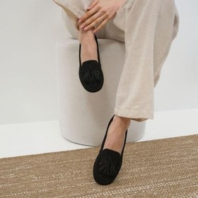 Resim Mio Gusto Hazel Siyah Renk Püsküllü Kadın Loafer 