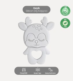 Resim Geyik Figürlü Silikon Diş Kaşıyıcı Gri 