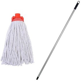 Resim Titiz İspanyola Islak Yedek Mop Takımı - Beyaz Cotton Mop + Metal Vidalı Sap - 1 Adet 