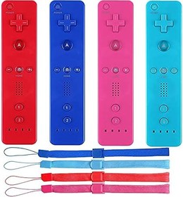 Resim Tevodo Wii Remote Controller, 4 Packs Upgrade Wii Wireless Controller Compatible with Wii Wii U(Red Blue Pink Deep Blue) 