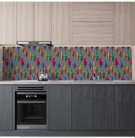 Resim Mutfak Tezgah Arası Folyo Fayans Kaplama Folyosu Renkli Elmaslar 