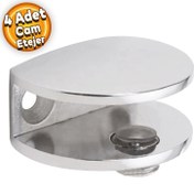 Resim Cam Tutucu Ahşap Raf Tutucu Oval Cam Etejeri Metal U Tipi Metal Vidalı Krom (4 ADET) 