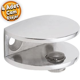 Resim Cam Tutucu Ahşap Raf Tutucu Oval Cam Etejeri Metal U Tipi Metal Vidalı Krom (4 ADET) 