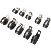 Resim 10 Adet Araba Kauçuk Yastık Boru Kelepçeleri Paslanmaz Çelik Kelepçeler, Boyut: 15/8 İnç 48 Mm 