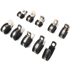 Resim 10 Adet Araba Kauçuk Yastık Boru Kelepçeleri Paslanmaz Çelik Kelepçeler, Boyut: 15/8 İnç 48 Mm 