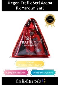 Resim Tse Belgeli Tüvtürk Uyumlu Üçgen Trafik Seti Bez Çantalı Karayollarına Uygun Araba İlk Yardım Üçgen 