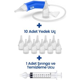Resim Mega Paket Bebek Burun Temizleme Aspiratörü 10 Yedek Uç ve Burun Temizleme Şırıngası 
