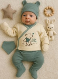 Resim Babydonat Waffle Natural % 100 Pamuk 5'li Erkek Bebek Hastane Çıkış Seti 