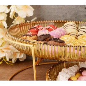 Resim Ikili L,iki Katlı Gold Sunumluk, Çerezlik,meyvelik Sofra Şıklığı 