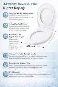 Resim Akdeniz Universal Klozet Kapağı - Her Modelle Uyumlu, Kaydırmaz Alt Kapaklı, Kolay Montajlı, Kolay Temizlenebilir, Dayanıklı Yapı, 5 Yıl Garantili 
