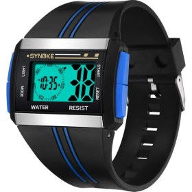 Resim Hanyang Mavi Erkekler Spor Saat Dijital Alarmlı Saat Chrono 3bar Su Geçirmez Saatler Arka Işık Kare Moda Kadın Oto Hafta LCD Saat Kadın Hediyeler (Yurt Dışından) 
