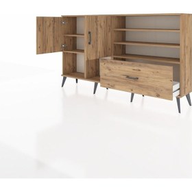 Resim Arges Konsol 7 Raflı Tek Çekmeceli 2 Kapaklı 176x30x99 Çam-çam Atlas Çam - Atlas Çam 