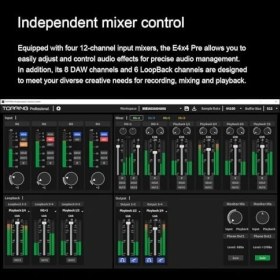 Resim Professional E4X4 Pre | Yüksek Kalite Usb-C Ses Kartı: 4-Giriş/4-Çıkış 24BIT/192KHZ, 8...600OHM Arası Kulaklıklara Kadar Kullanılabilir. (Pc/mac) 