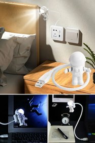 Resim HALL BREATHE Beyaz USB Astronot Gece Lambası, Masa ve Kitap Okuma Işığı 