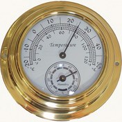 Resim 1pc Şık Brass Son 2'si-1 İç Mekan Termometre ve Higrometre, Metal İnşaat, Elektriksiz, Temassız, Yetişkin Kullanımı, Yeniden Kullanılabilir, Klasik Duvar Monte Sıcaklık ve Nem Göstergesi Ev ve Mutfak için 