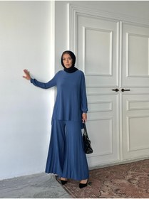 Resim Genel Markalar Tesettür Piliseli Pantolon Tunik Sandy İkili Takım 