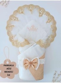 Resim Gold Pr Bebek Kundağı, Unisex Bebek Dış Kundak Battaniyesi, Hastane Çıkışı Kundak Battaniye 