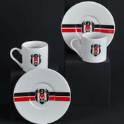 Resim Neva Beşiktaş Lisanslı Çizgili 2'li Kahve Fincan Takımı 