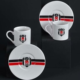 Resim Neva Beşiktaş Lisanslı Çizgili 2'li Kahve Fincan Takımı 