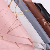 Resim 20 Adet Şık Altın Mermer Desenli Çiçek Buketi Sarma Kağıdı - Kore Tarzı PVC, Sanatçı Çiçek Düzenlemeleri için Çiyli Dokulu Çok Renkli Çeşit Paketi, Çiçek Sarma Kağıdı 