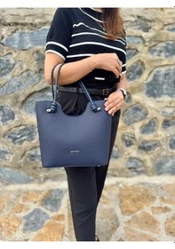 Resim Just Polo Kadın Yeni Sezon Yumuşak Deri Lüks El Çantası Shopper Lacivert 