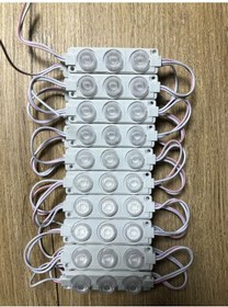 Resim 12 Volt 3 Lü 3 Watt Geniş Lensli 3030 Modül Led 10 Adet Beyaz 