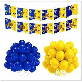 Resim Taraftar Sarı Lacivert 20 Balon + Banner 