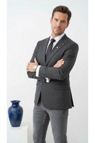 Resim Plus Scorpion Erkek Blazer Ceket Twill Puntolu Kırlangıç Yaka 2 Düğmeli Çift Yırtmaçlı Slim Fit 