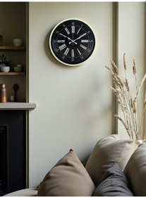 Resim 36 Cm Krem Dekoratif Duvar Saati Bej - Siyah 