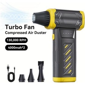 Resim Dashanshop Brushless Burst Fan Usb Şarjlı Lityum Pille Çalışan 130000 Devir Dakika Süper Güçlü Hava Üfleyici Çoklu Aksesuarlı 