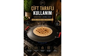 Resim Çift Tarafl Kullanımlı Yufka Sacı - Ocak Üstü Gözleme Bazlama Lavaş Sacı 