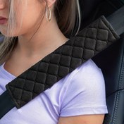 Resim Uzun Sürüşler ve Hava Seyahati için TSA Onaylı Araba Emniyet Kemeri Omuz Pedi Kılıfı - Peluş Kumaş Ergonomik Destek, Siyah Desenli Tasarım, Elde Yıkanabilir 