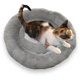 Resim 3EGROUP Yumusak Tuylu Pelus Yuvarlak Evcil Hayvan Kedi Yatagi Minder 50Cm Gri 