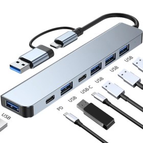Resim Ada USB Hub Bölücü 7-Ports 8-In-1 Hub Bir Çekme Beş Hub 3.0 Dizüstü Bilgisayar Yerleştirme Istasyonu (Yurt Dışından) 
