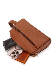 Resim Newish Polo Erkek Vegan Deri Taba Portföy Clutch Traş Kozmetik Bakım Ve Günlük El Çantası new381 