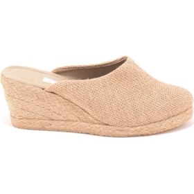 Resim Naturel Hasır Sabo Terlik Elişi Burnu Kapalı El Işi Kadın Keten Günlük Terlik Handmade 